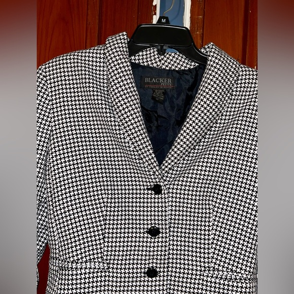 Blacker Petite by Stanley Blacker Womens Black & White Checkered Blazer. Size 6P - Picture 4 of 6